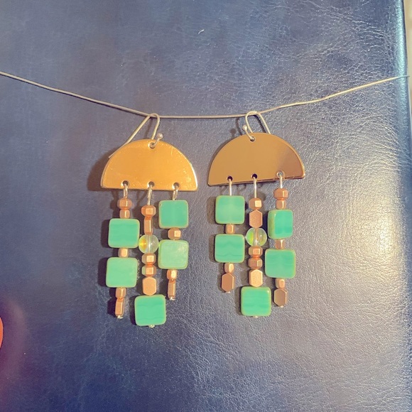 Boho Art Deco dangle earrings - Picture 1 of 2